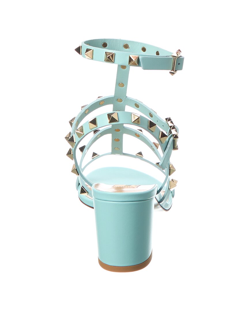 Valentino Valentino Rockstud Caged 60 Leather Ankle Strap Sandal, 36, Blue