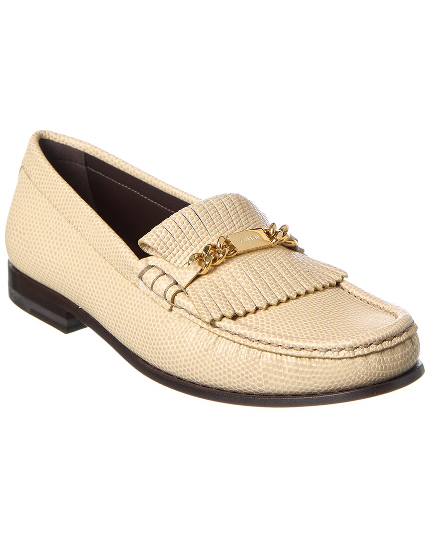 Celine Embossed Leather Loafer Beige