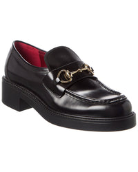 Gucci Horsebit Leather Platform Loafer 38 Black