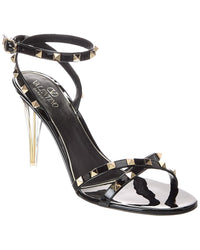 Valentino Rockstud 90 Patent Sandal 40 Black