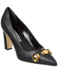 Manolo Blahnik Chappa 90 Leather Pump Black