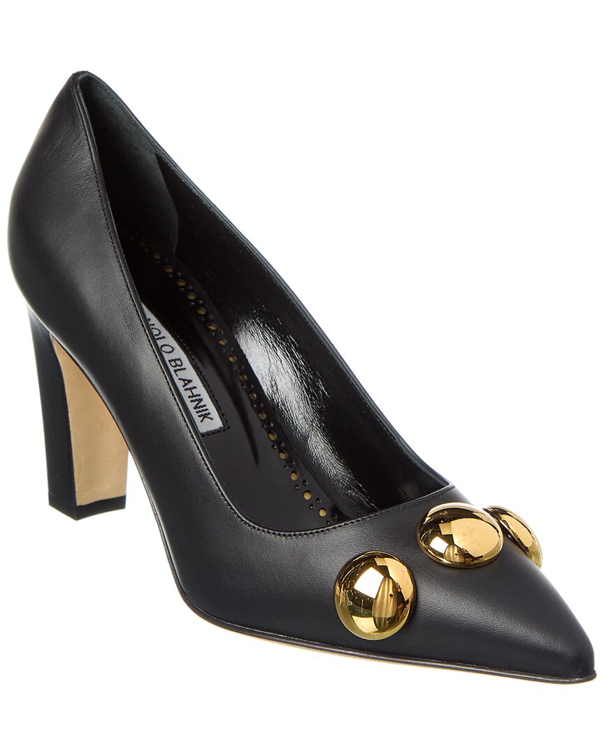 Manolo Blahnik Chappa 90 Leather Pump Black