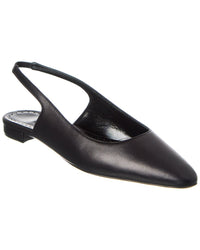 Manolo Blahnik Sawra Leather Slingback Flat Black