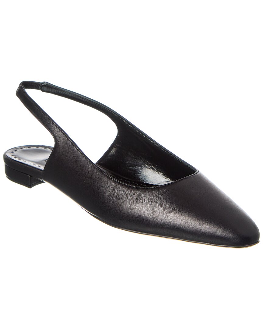 Manolo Blahnik Sawra Leather Slingback Flat Black