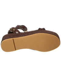 Valentino Rockstud 45 Rope & Leather Wedge Sandal