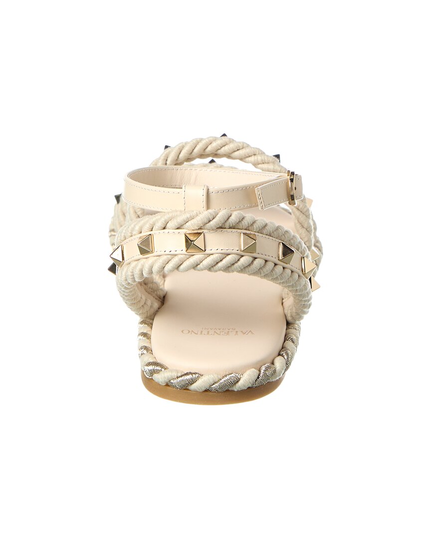 Valentino Rockstud Rope & Leather Sandal