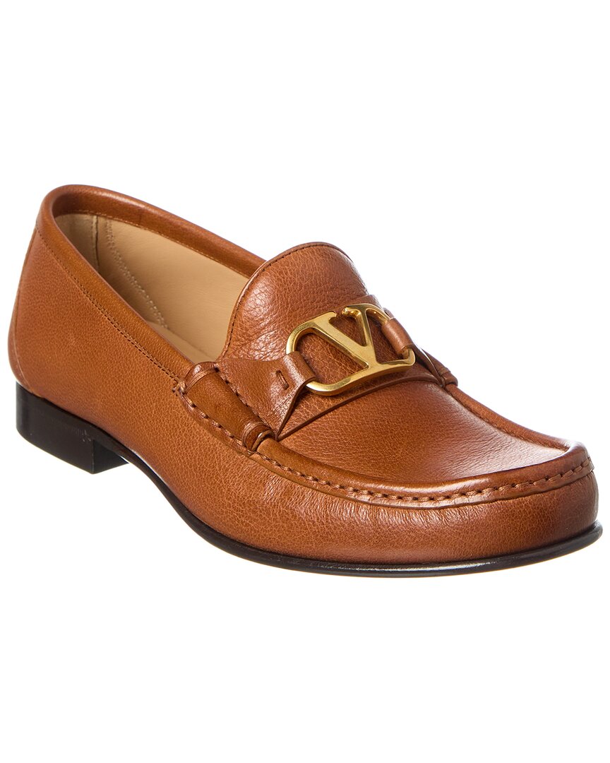 Valentino Vlogo Signature Leather Loafer Brown Multi