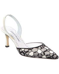 Manolo Blahnik Carolyne 70 Satin Slingback Pump White