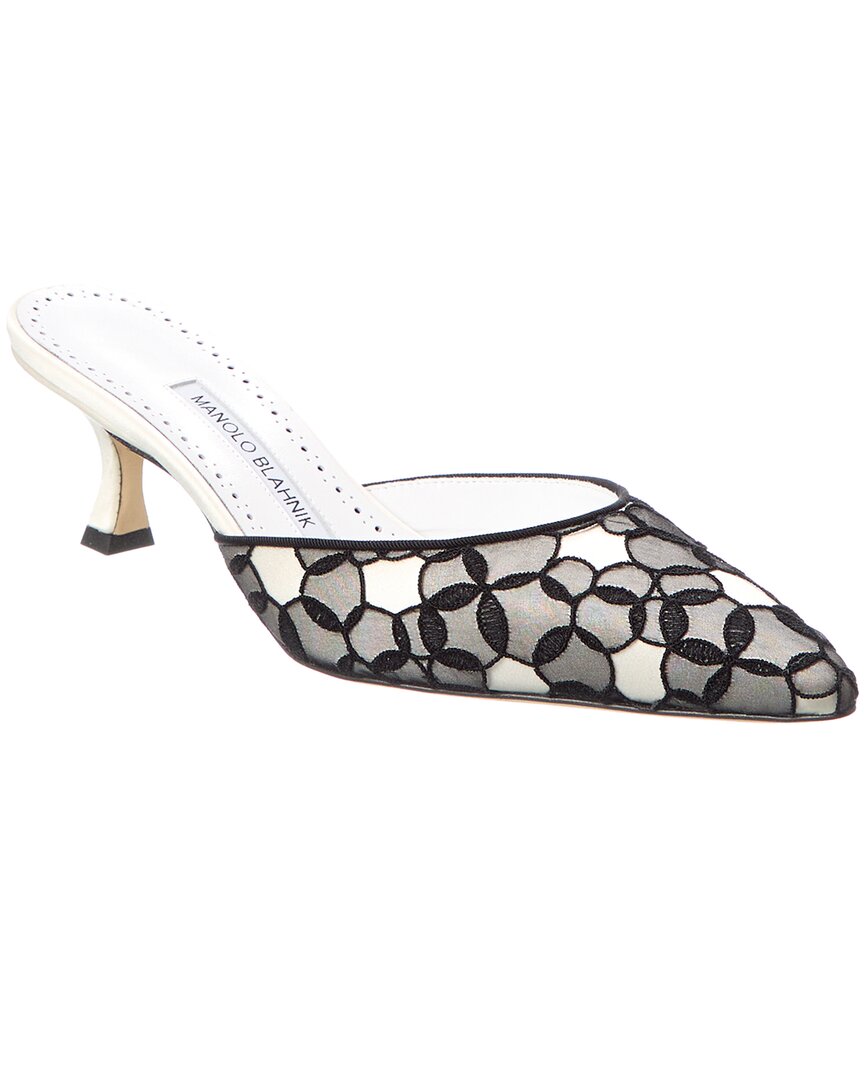 Manolo Blahnik Carolyne 70 Satin Mule White