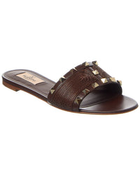 Valentino Rockstud Leather-Trim Sandal