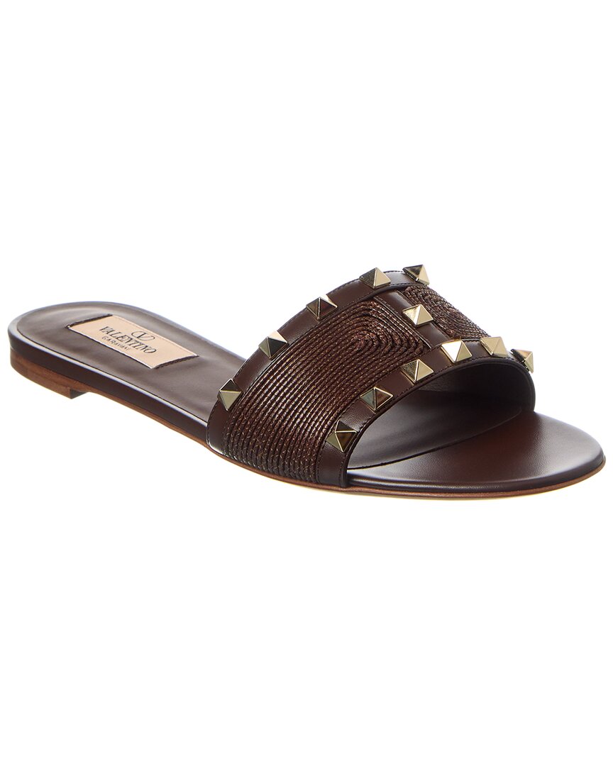 Valentino Rockstud Leather-Trim Sandal