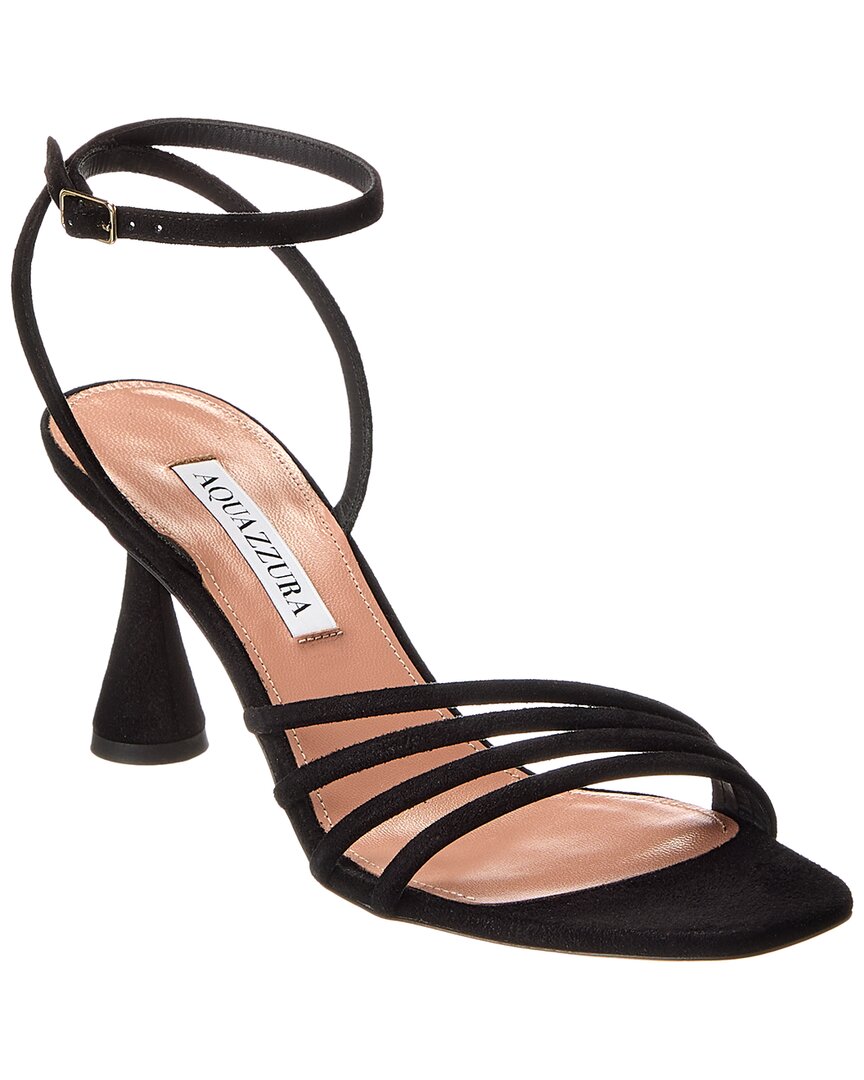 Aquazzura Latour 75 Suede Sandal Black