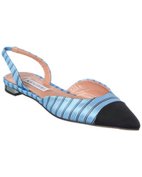 Aquazzura Milanese Canvas Slingback Flat Blue