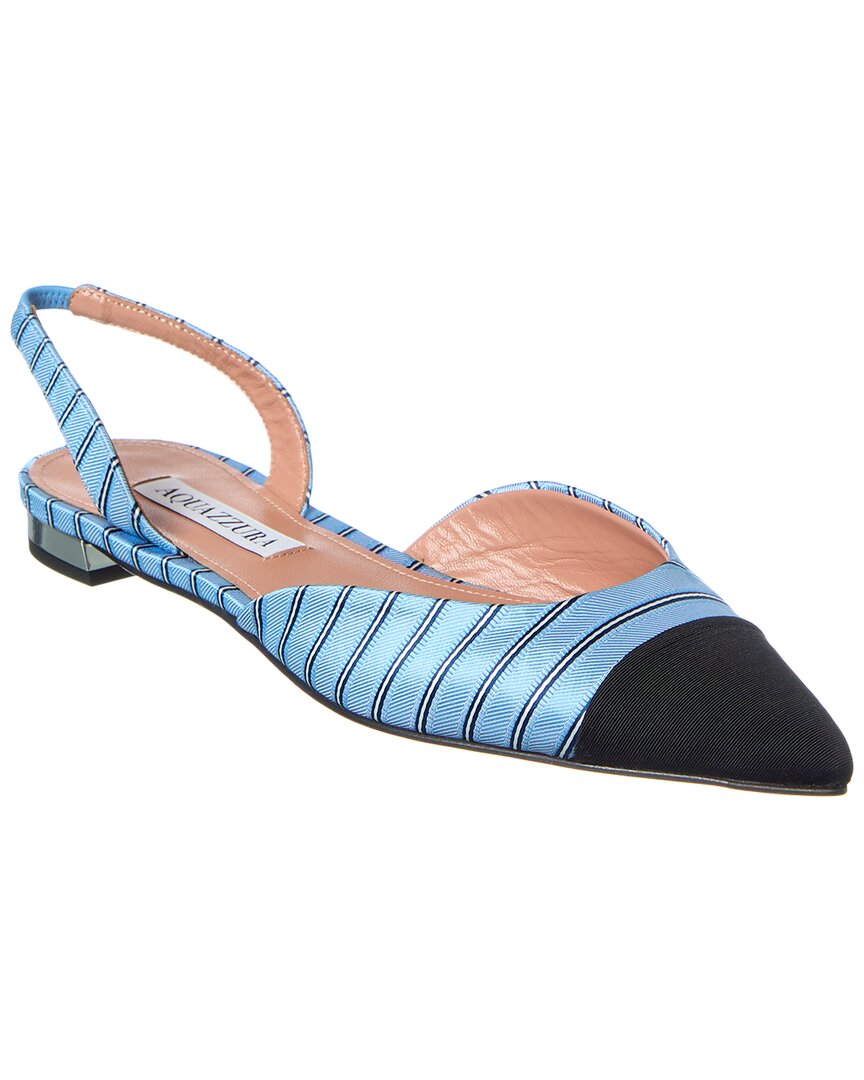 Aquazzura Milanese Canvas Slingback Flat Blue