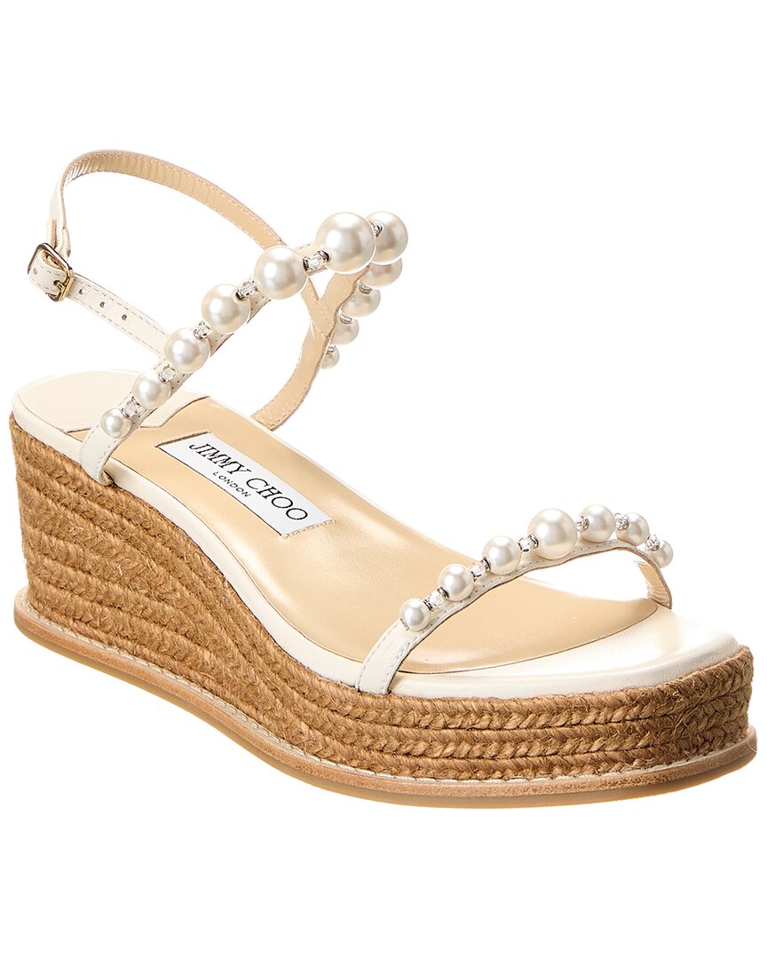 Jimmy Choo Jimmy Choo Amatuus 60 Leather Wedge Sandal, 38, White