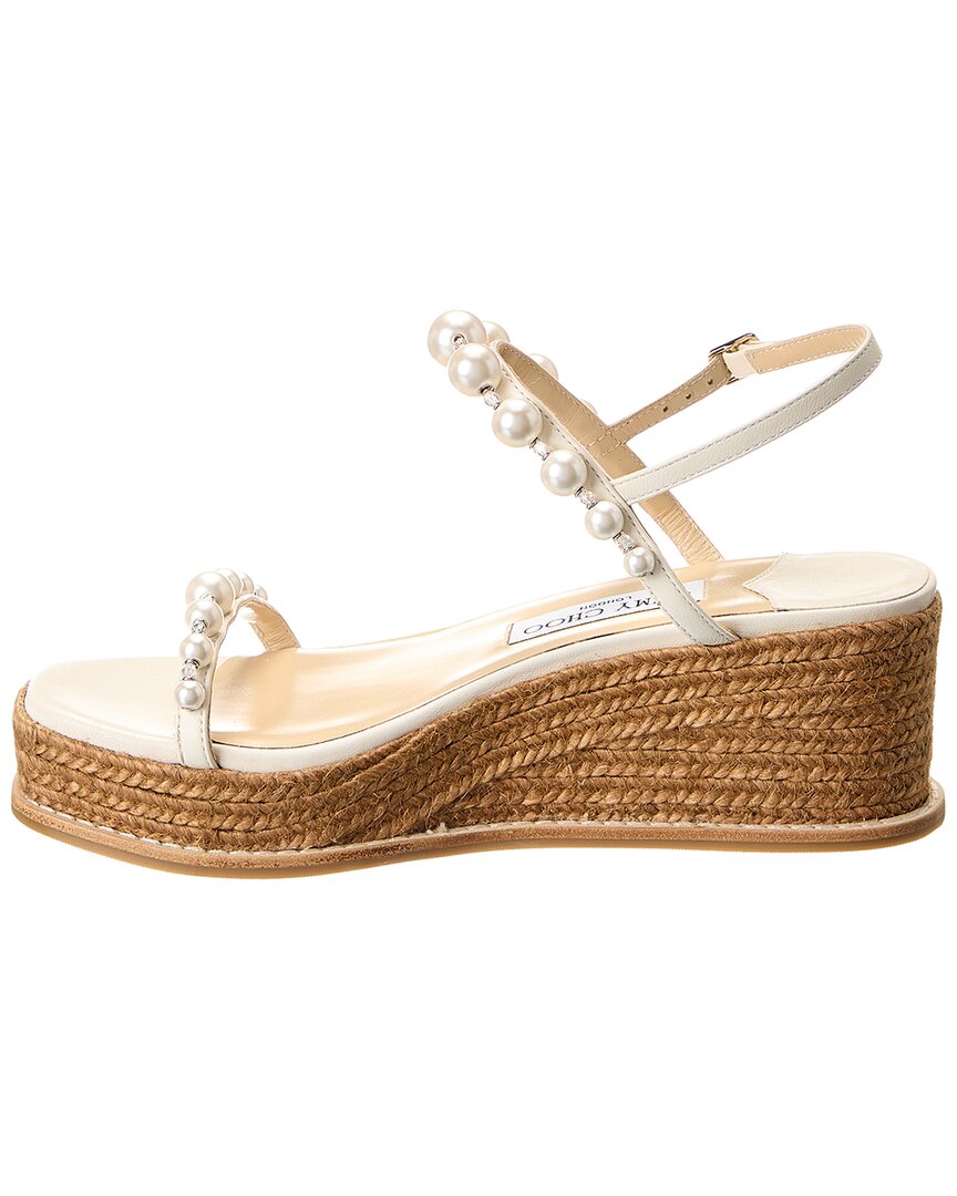 Jimmy Choo Jimmy Choo Amatuus 60 Leather Wedge Sandal, 38, White