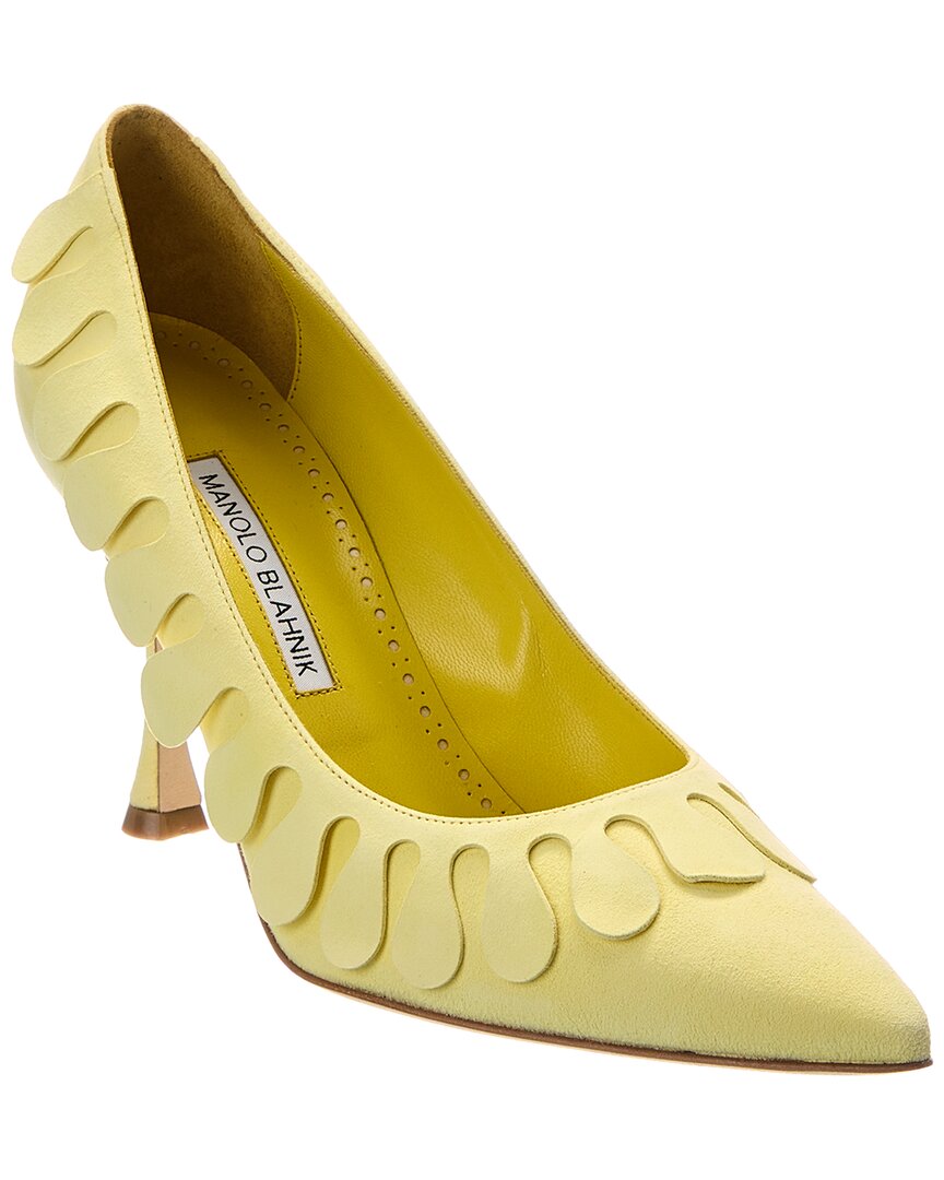 Manolo Blahnik Tamak 90 Suede Pump Yellow