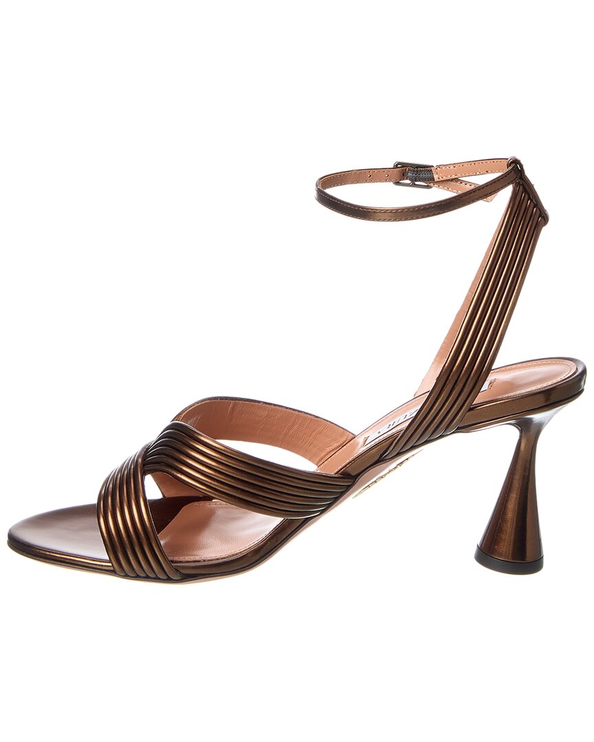 Yourelia Aquazzura Darly 75 Metallic Leather Sandal – Bluefly