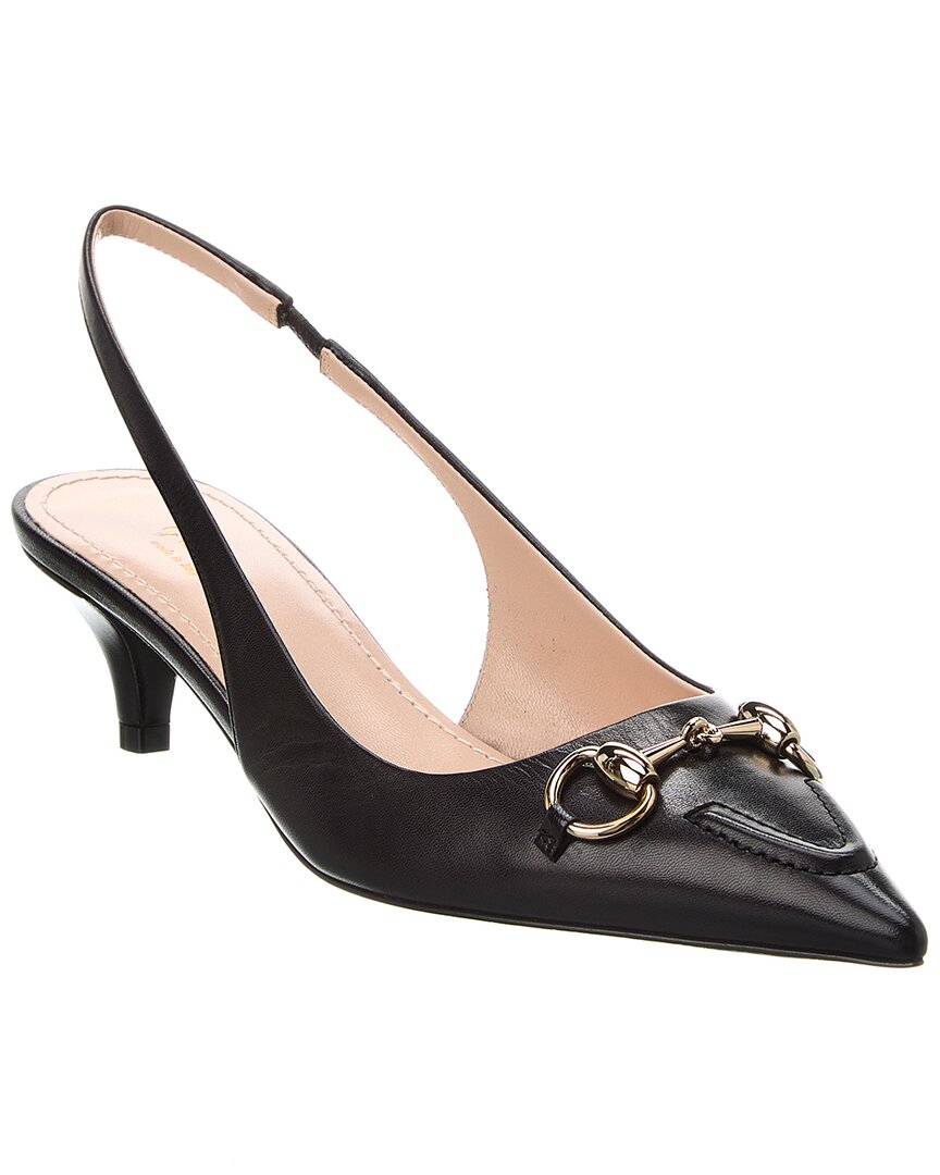 Gucci Horsebit Leather Slingback Pump Black