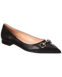 Gucci Horsebit Leather Ballerina Flat Black
