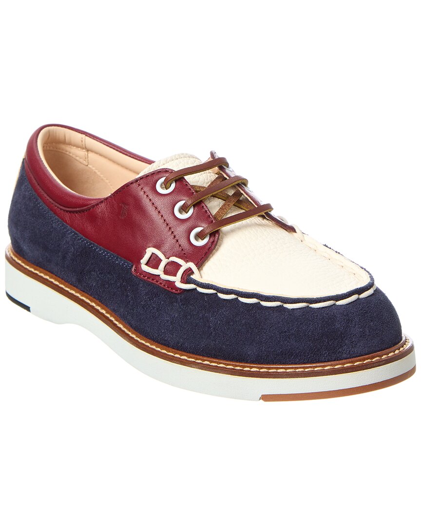 Tod’S Leather & Suede Boat Shoe White