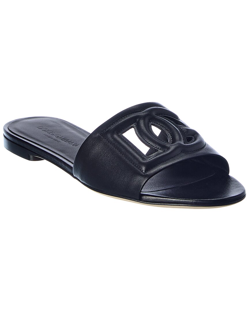 Dolce & Gabbana Dolce & Gabbana Bianca Leather Sandal, 38, Black