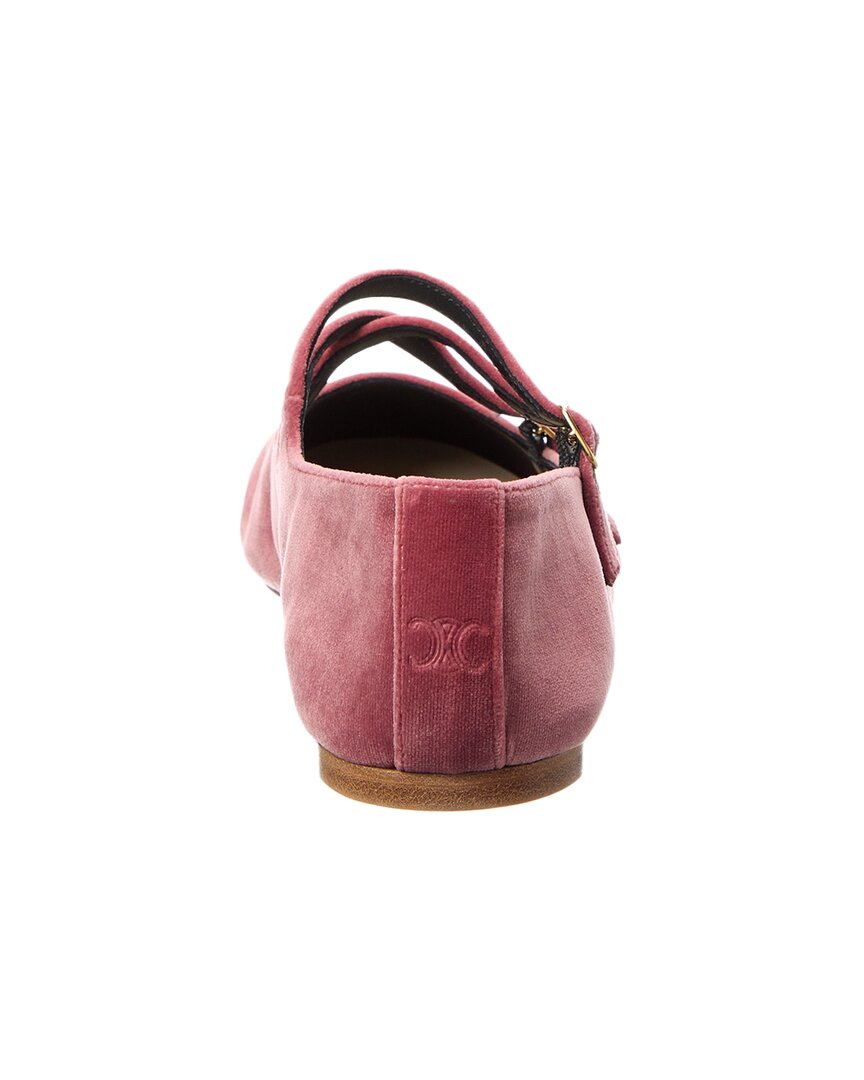 Celine Les Logo Velvet Ballerina Flat