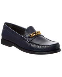 Celine Logo Leather Loafer Blue