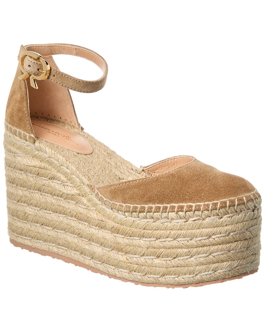 Gianvito Rossi Suede Platform Espadrille 39 Brown Multi