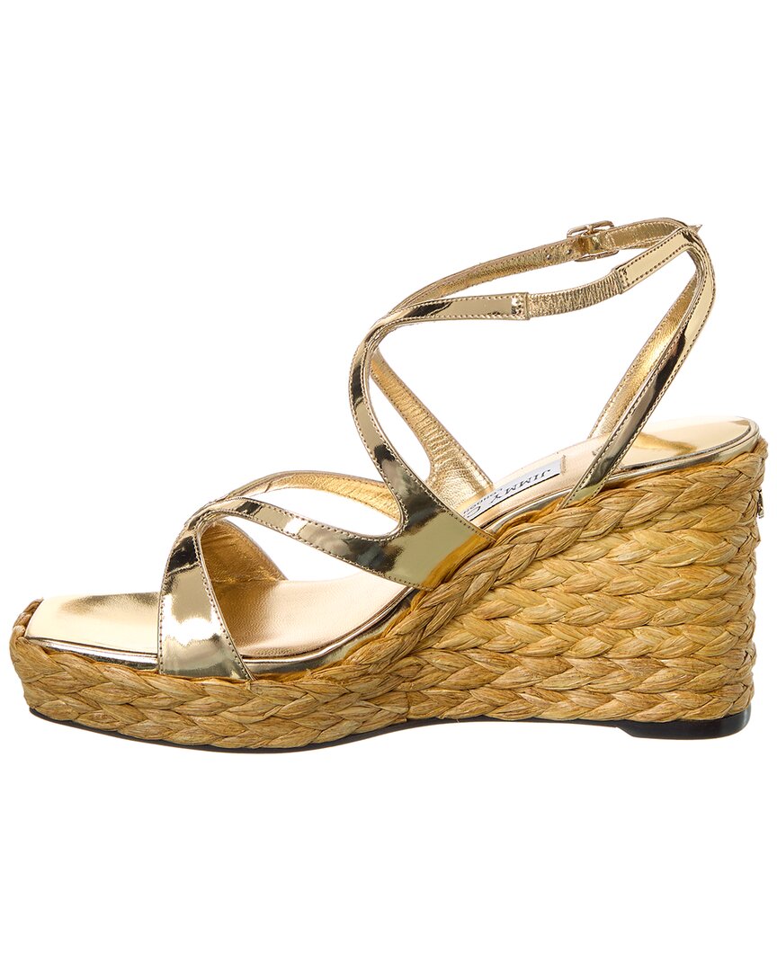 Jimmy Choo Ayla 85 Leather Wedge Sandal