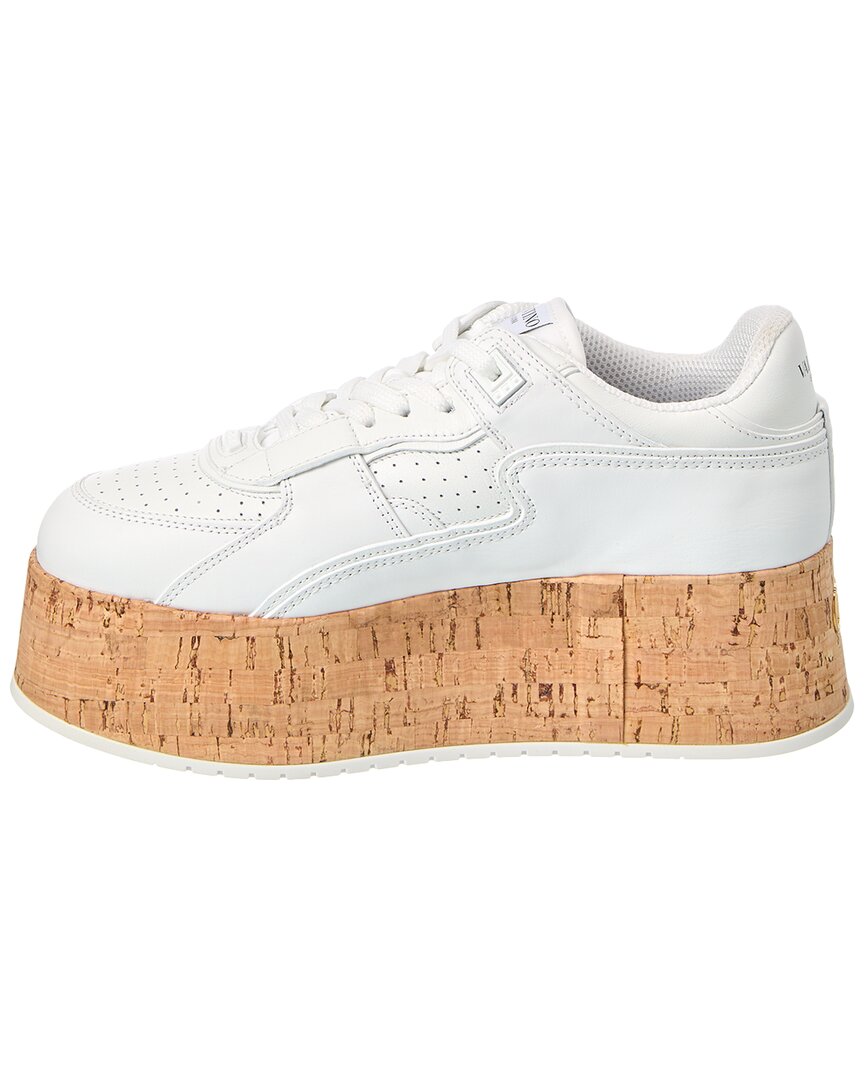 Valentino Freedots Xl Leather & Cork Platform Sneaker