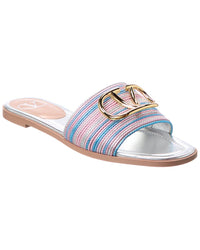 Valentino Vlogo Signature Leather Sandal Silver