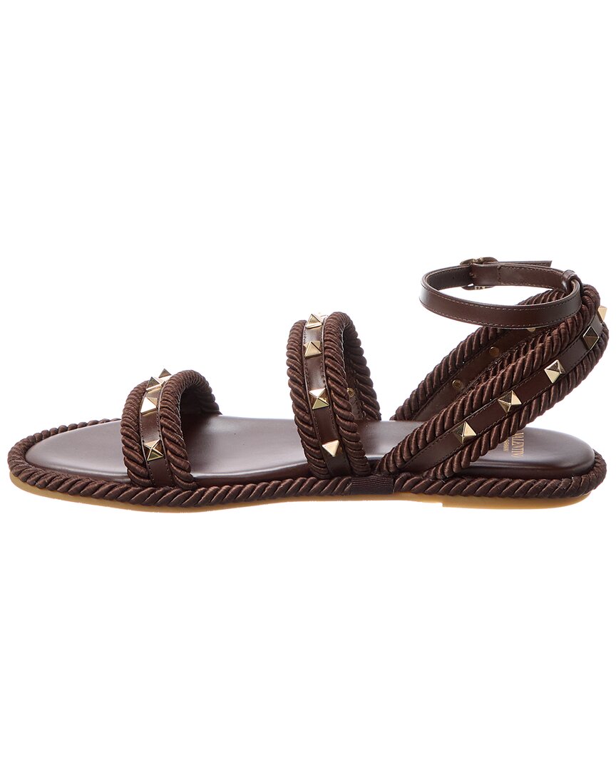 Valentino Rockstud Rope & Leather Sandal