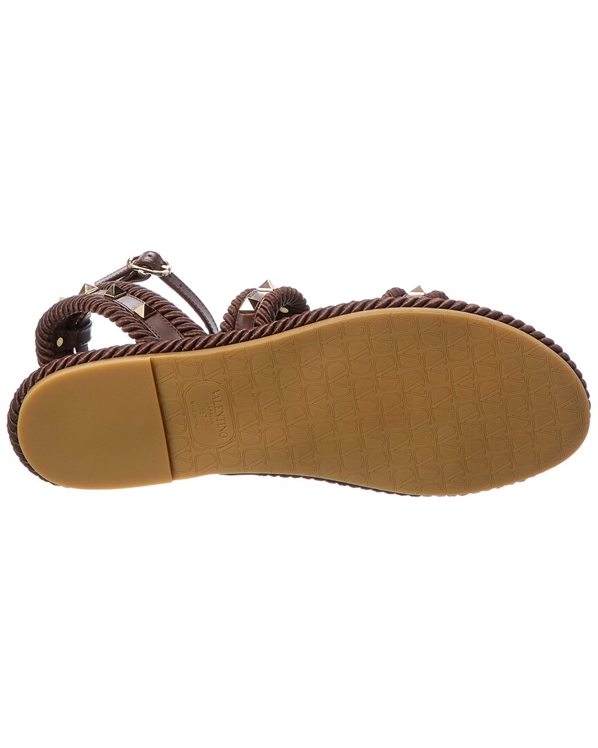 Valentino Rockstud Rope & Leather Sandal