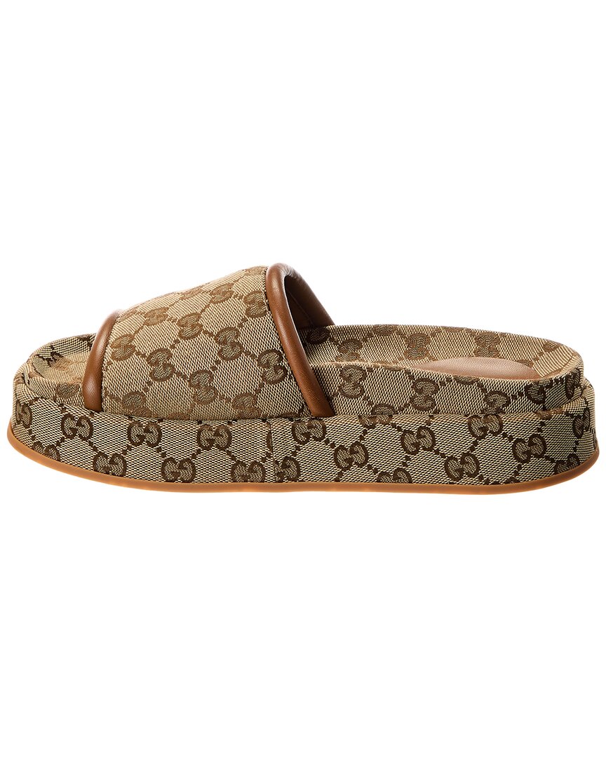Gucci Gucci Gg Canvas & Leather Platform Slide