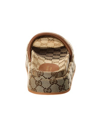 Gucci Gucci Gg Canvas & Leather Platform Slide