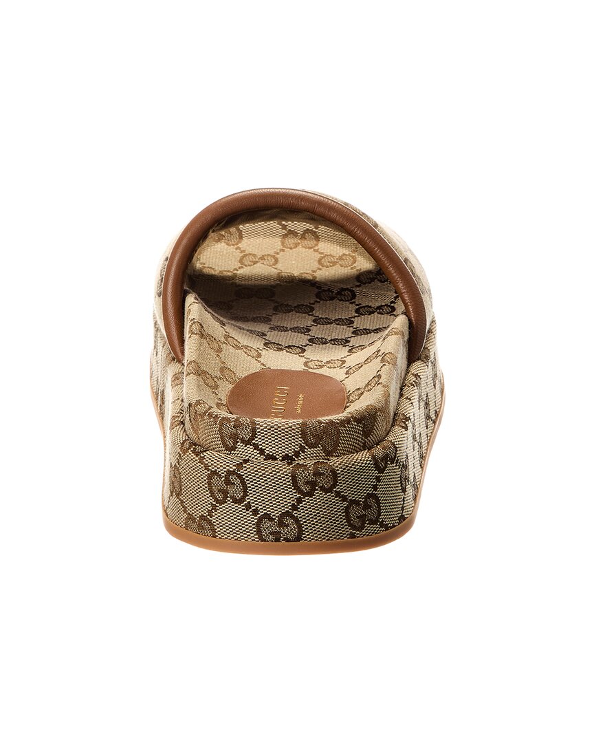 Gucci Gucci Gg Canvas & Leather Platform Slide