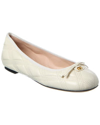 Valentino Bow Quilted Leather Flat