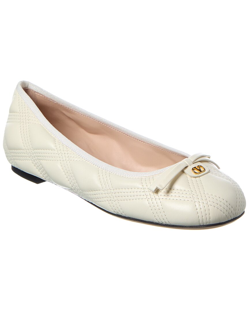 Valentino Bow Quilted Leather Flat