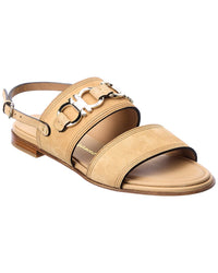 Ferragamo Chaim Suede Sandal Brown Multi