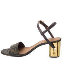 Fendi Delfina Ff Jacquard & Leather Sandal