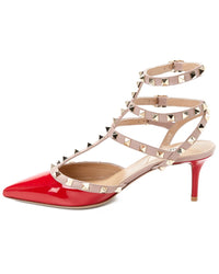 Valentino Rockstud Caged 65 Patent Ankle Strap Pump
