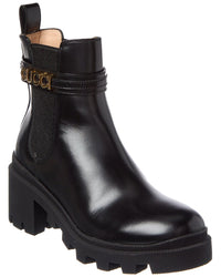 Gucci Logo Leather Boot Black