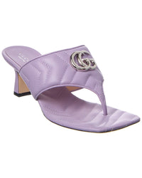 Gucci Gg Logo Leather Sandal Purple