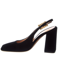 Gianvito Rossi Wondy Leather & Velvet Slingback Pump