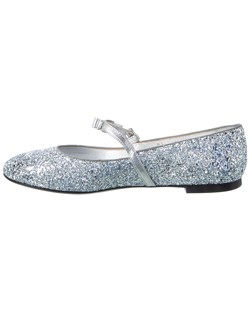 Ferragamo Lizz Glitter & Leather Ballet Flat