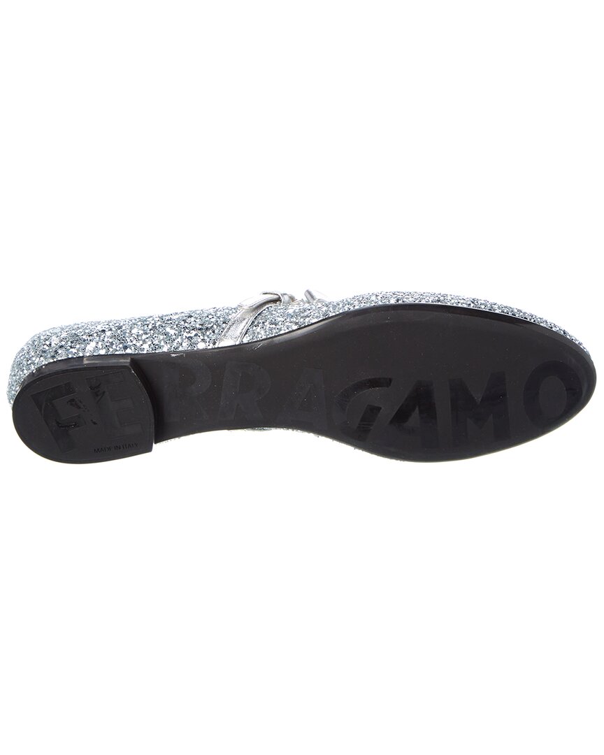 Ferragamo Lizz Glitter & Leather Ballet Flat
