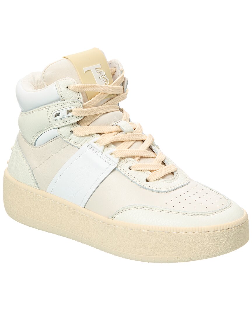 Tod’S Sportiva Leather High-Top Sneaker White