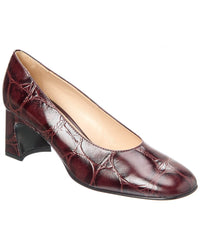 Tod’S Cuoio Croc-Embossed Leather Pump Red