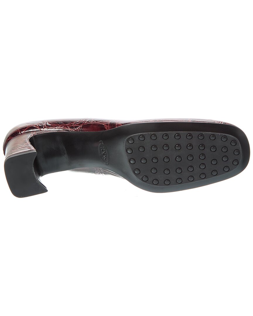Tod’S Cuoio Croc-Embossed Leather Pump